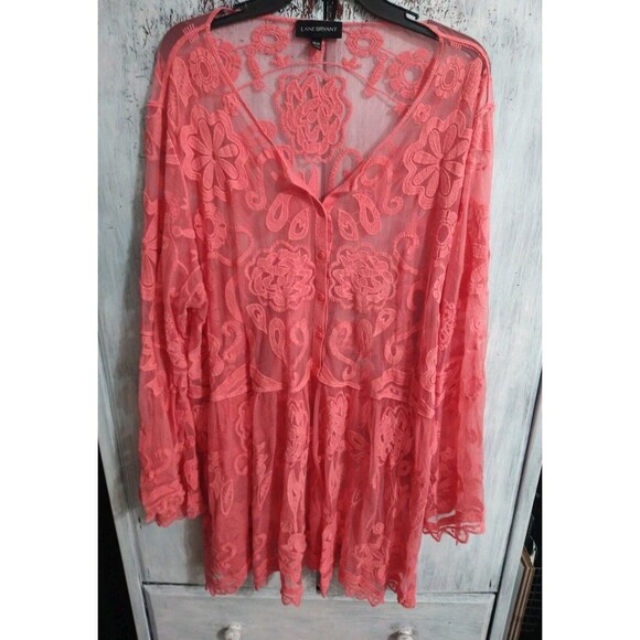 Lane Bryant Flared Embroidered Sheer Floral Top 26/28 Boho Feminine Cottagecore - Picture 1 of 10